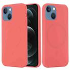 For iPhone 14 Shockproof Silicone Magsafe Case (Pink Orange) - 1