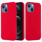 For iPhone 14 Plus Shockproof Silicone Magsafe Case (Red) - 1