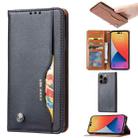 For iPhone 14 Pro Max Knead Skin Texture Horizontal Flip Leather Case (Black) - 1