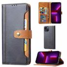 For iPhone 14 Calf Texture Double Fold Clasp Horizontal Flip Leather Case (Black) - 1