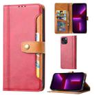 For iPhone 14 Plus Calf Texture Double Fold Clasp Horizontal Flip Leather Case (Red) - 1