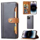 For iPhone 14 Pro Max Calf Texture Double Fold Clasp Horizontal Flip Leather Case (Black) - 1