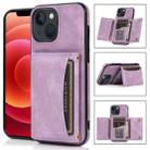 For iPhone 14 Three-fold Leather Phone Case (Purple) - 1