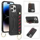 For iPhone 14 Pro Max Wristband Wallet Leather Phone Case (Black) - 1