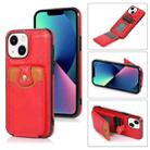 For iPhone 14 Soft Skin Wallet Bag Phone Case (Red) - 1