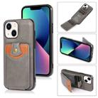 For iPhone 14 Plus Soft Skin Wallet Bag Phone Case (Grey) - 1