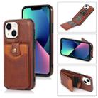 For iPhone 14 Plus Soft Skin Wallet Bag Phone Case (Brown) - 1