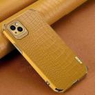 For iPhone 14 6D Electroplating Crocodile Texture Phone Case(Brown) - 1