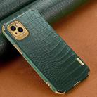 For iPhone 14 Max 6D Electroplating Crocodile Texture Phone Case(Green) - 1