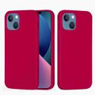 For iPhone 14 Plus Solid Color Silicone Phone Case (Rose Red) - 1