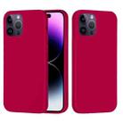 For iPhone 14 Pro Solid Color Silicone Phone Case(Rose Red) - 1