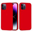 For iPhone 14 Pro Max Solid Color Silicone Phone Case (Red) - 1