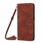For OPPO A16 / A16s Skin Feel Heart Pattern Leather Phone Case with Lanyard(Brown) - 2