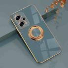 For Xiaomi Redmi Note 11T Pro 6D Electroplating Full Coverage Silicone Protective Case with Magnetic Ring Holder(Grey) - 1