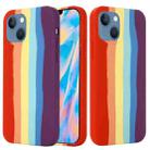 For iPhone 14 Rainbow Liquid Silicone Phone Case (Red) - 1