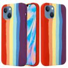For iPhone 14 Plus Rainbow Liquid Silicone Phone Case (Red) - 1