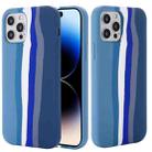 For iPhone 14 Pro Rainbow Liquid Silicone Phone Case(Blue) - 1