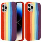 For iPhone 14 Pro Max Rainbow Liquid Silicone Phone Case (Red) - 1