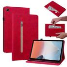 For OPPO Pad Air Skin Feel Solid Color Zipper Leather Tablet Case(Red) - 1