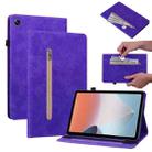 For OPPO Pad Air Skin Feel Solid Color Zipper Leather Tablet Case(Purple) - 1