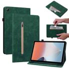 For OPPO Pad Air Skin Feel Solid Color Zipper Leather Tablet Case(Green) - 1