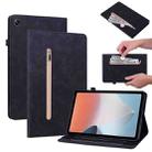 For OPPO Pad Air Skin Feel Solid Color Zipper Leather Tablet Case(Black) - 1