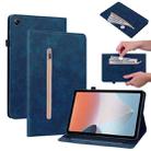 For OPPO Pad Air Skin Feel Solid Color Zipper Leather Tablet Case(Blue) - 1