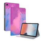 For OPPO Pad Air Watercolor Pattern Flip Leather Tablet Case(Purple Red) - 1