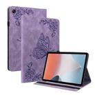 For OPPO Pad Air Butterfly Flower Embossed Leather Tablet Case(Purple) - 1