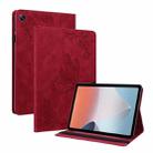 For OPPO Pad Air Butterfly Flower Embossed Leather Tablet Case(Red) - 1