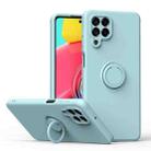 For Samsung Galaxy M53 5G Ring Kickstand Silicone Phone Case(Light Cyan) - 1