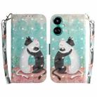 For Tecno Camon 19 3D Colored Horizontal Flip Leather Phone Case(Black White Cat) - 1