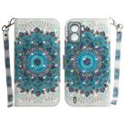 For Tecno Pop 6 No Fingerprints 3D Colored Horizontal Flip Leather Phone Case(Peacock Wreath) - 1