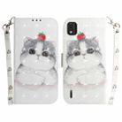 For Nokia C2 2nd Edition 3D Colored Horizontal Flip Leather Phone Case(Cute Cat) - 1