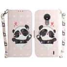 For Nokia C21 3D Colored Horizontal Flip Leather Phone Case(Heart Panda) - 1