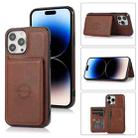 For iPhone 14 Pro Max Calf Texture Magnetic Card Bag Case (Coffee) - 1