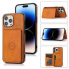 For iPhone 14 Pro Max Calf Texture Magnetic Card Bag Case (Brown) - 1