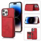 For iPhone 14 Pro Calf Texture Magnetic Card Bag Case(Red) - 1