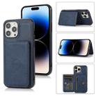 For iPhone 14 Pro Calf Texture Magnetic Card Bag Case(Blue) - 1