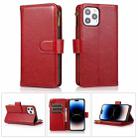 For iPhone 14 Pro Max Multifunctional 9 Card Slots Leather Case (Red) - 1