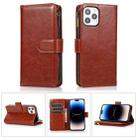 For iPhone 14 Pro Max Multifunctional 9 Card Slots Leather Case (Brown) - 1