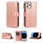 For iPhone 14 Pro Max Multifunctional 9 Card Slots Leather Case (Rose Gold) - 1