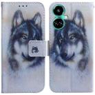For Tecno Camon 19 Coloured Drawing Leather Phone Case(White Wolf) - 1