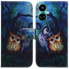 For Tecno Camon 19 Pro 5G Coloured Drawing Leather Phone Case(Oil Painting Owl) - 1