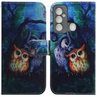 For Tecno Spark 6 GO Coloured Drawing Leather Phone Case(Oil Painting Owl) - 1