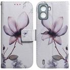 For Tecno Pop 6 No Fingerprints Coloured Drawing Leather Phone Case(Magnolia Flower) - 1