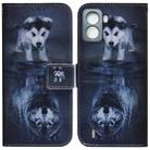 For Tecno Pop 6 No Fingerprints Coloured Drawing Leather Phone Case(Wolf and Dog) - 1