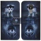 For Nokia C21 Coloured Drawing Leather Phone Case(Wolf and Dog) - 1