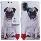 For Nokia G11 Plus Coloured Drawing Leather Phone Case(Pug) - 1