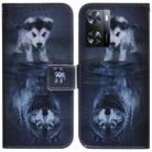 For OPPO A57 2022 4G/A57 2022 5G/Realme Q5i/Realme V23 5G/Realme Narzo 50 5G/A77 5G  Coloured Drawing Leather Phone Case(Wolf and Dog) - 1